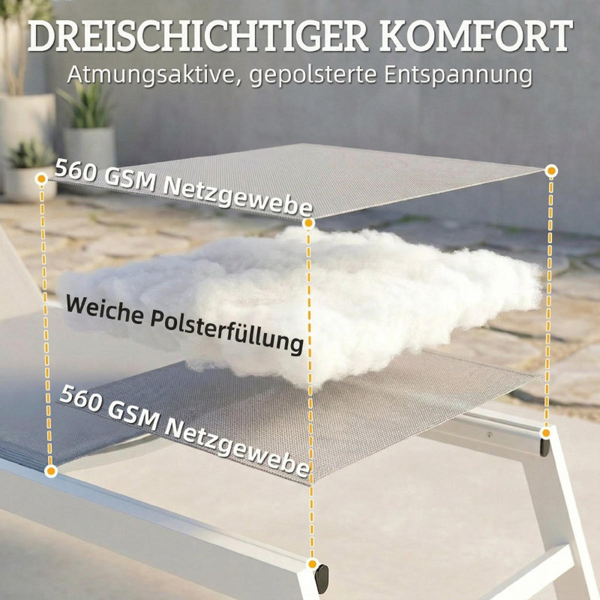 LIEGESTUHL 6-fach verstellbar Aluminium Hellgrau - Grau, Metall (64/90/181cm) - Kaket