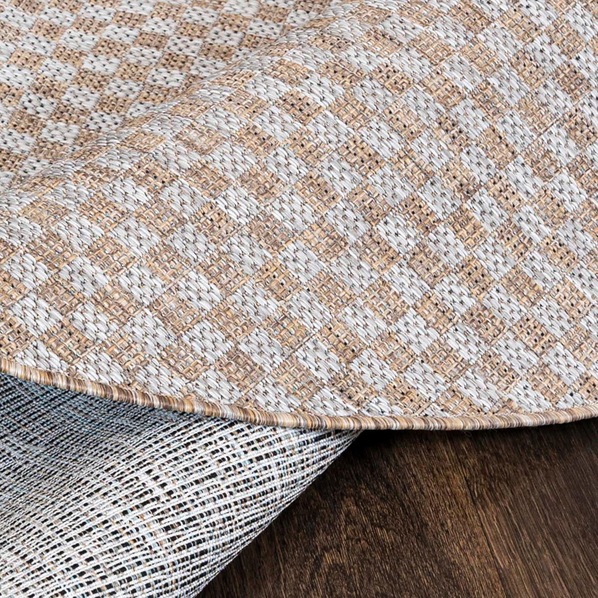 TEPPICH Braun In-Outdoor Geometrisch, Einfarbig - Rund,Kurzflor,Modern - Grau - 200 x 200 cm - Braun/Grau, Textil (200/200cm) - Mazovia