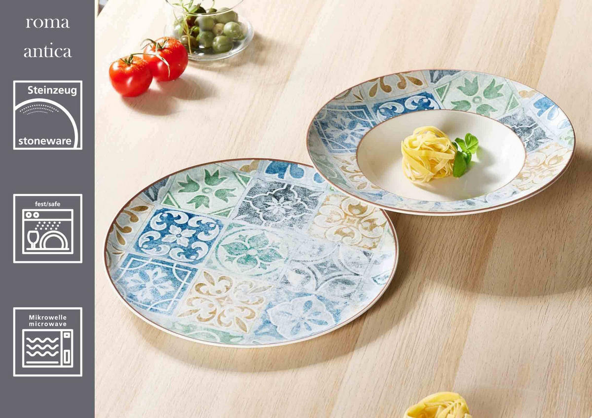 PIZZA & PASTA SET Roma Antica grün 8er Set - Grün, Keramik (1/1/1cm) - Ritzenhoff Breker