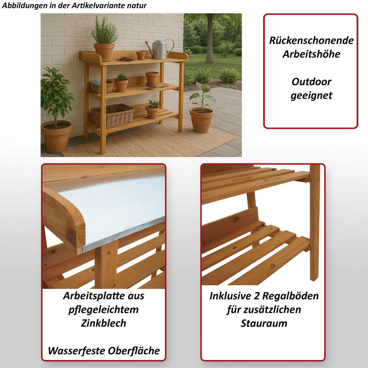 STOLEK NA ROSTLINY Hnědý - hnědá, dřevo (41/92/86cm) - MCW