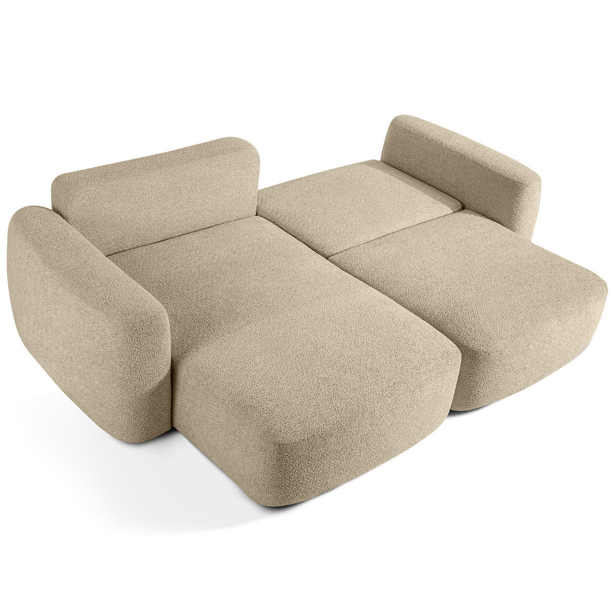 ECKSOFA links ELOSA - Beige, Holz/Textil (245/165cm) - KONSIMO®