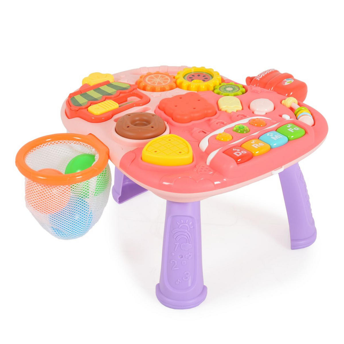 LAUFLERNHILFE 2 in 1 Korb rosa Musikfunktion, Spieltisch, Bälle, Spielcenter - Rosa, Kunststoff (40/41/35cm) - Moni