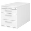 ROLLCONTAINER - mit 3 Schubladen 80/42,8/51,2 cm in Weiß Relinggriff (Kunststoff) - Weiß, Holzwerkstoff (42.8/51.2/80cm) - bümö