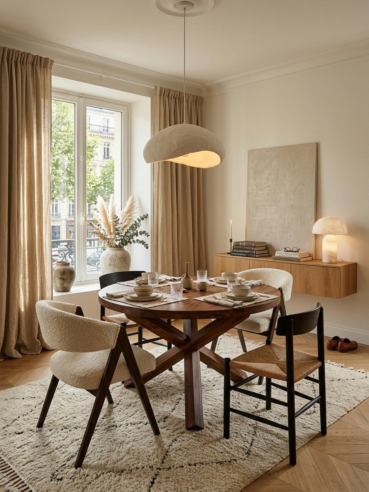 ESSTISCH Massivholz Rund Kreuzbeine Handgefertigt TEKO, Braun 120x120x75 cm - Braun, Holz (120/120/75cm) - KADIMA DESIGN