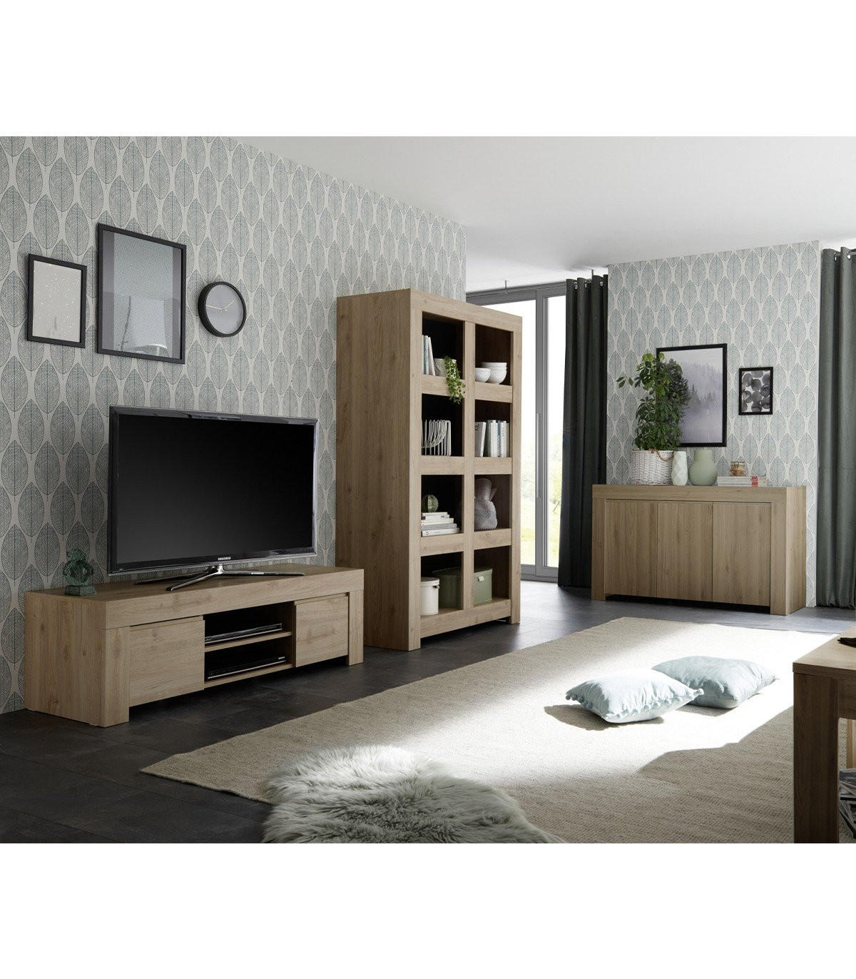 TV-MÖBEL mit 2 Türen L138 cm - Firenze - Eichefarben, Holzwerkstoff (42/44/138cm) - Calicosy