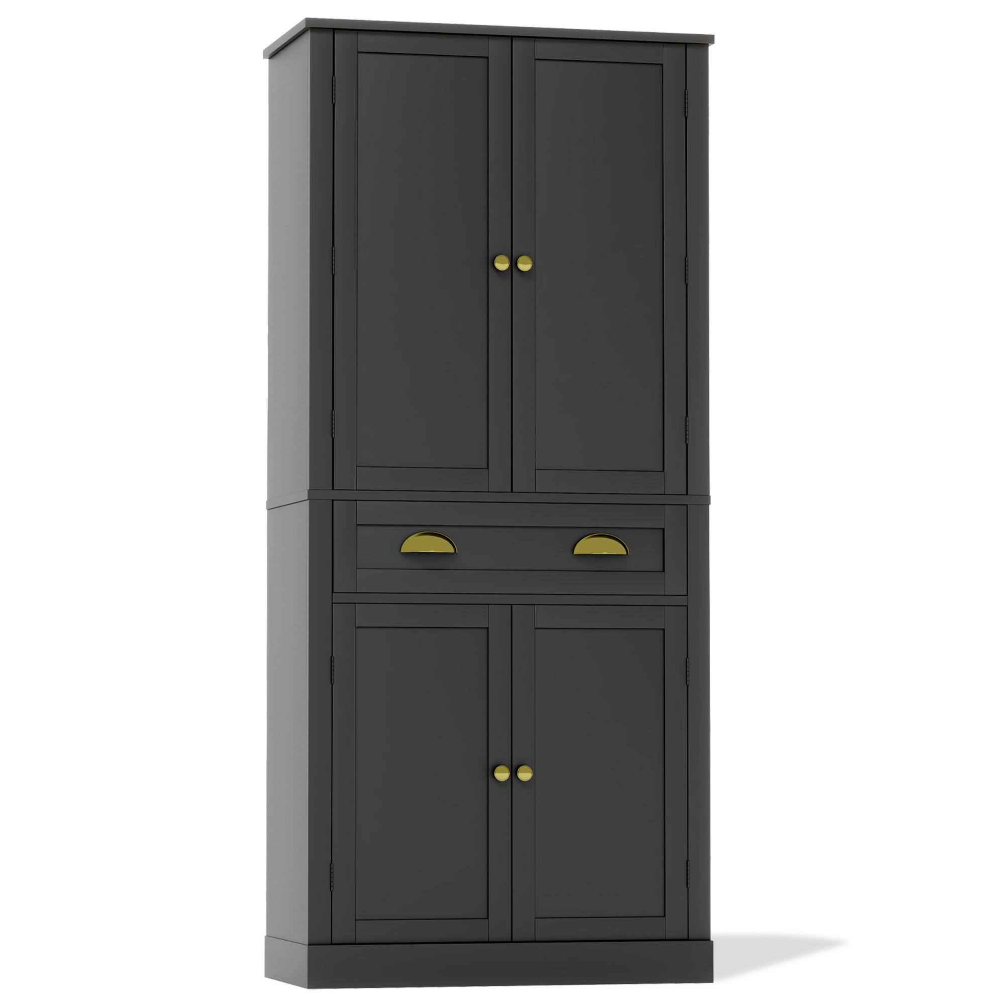 HIGHBOARD DE-38624 80/40/182 cm 4 Türen und 1 Schublade Schwarz - Schwarz, Holzwerkstoff (80/182/40cm) - ComfortXL