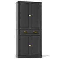 HIGHBOARD DE-38624 80/40/182 cm 4 Türen und 1 Schublade Schwarz - Schwarz, Holzwerkstoff (80/182/40cm) - ComfortXL