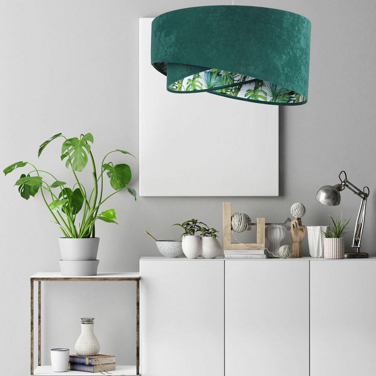 HÄNGELEUCHTE Grün 50/23 cm - Weiß/Grün, Kunststoff (50/1.3/23cm) - ONZENO