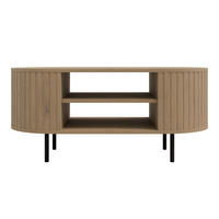COUCHTISCH Halay Eiche Cremona, Moderne Rillenstruktur 100 cm, mit runden Kanten - Eichefarben/Schwarz, Holzwerkstoff/Metall (45/100/52cm) - AX Living