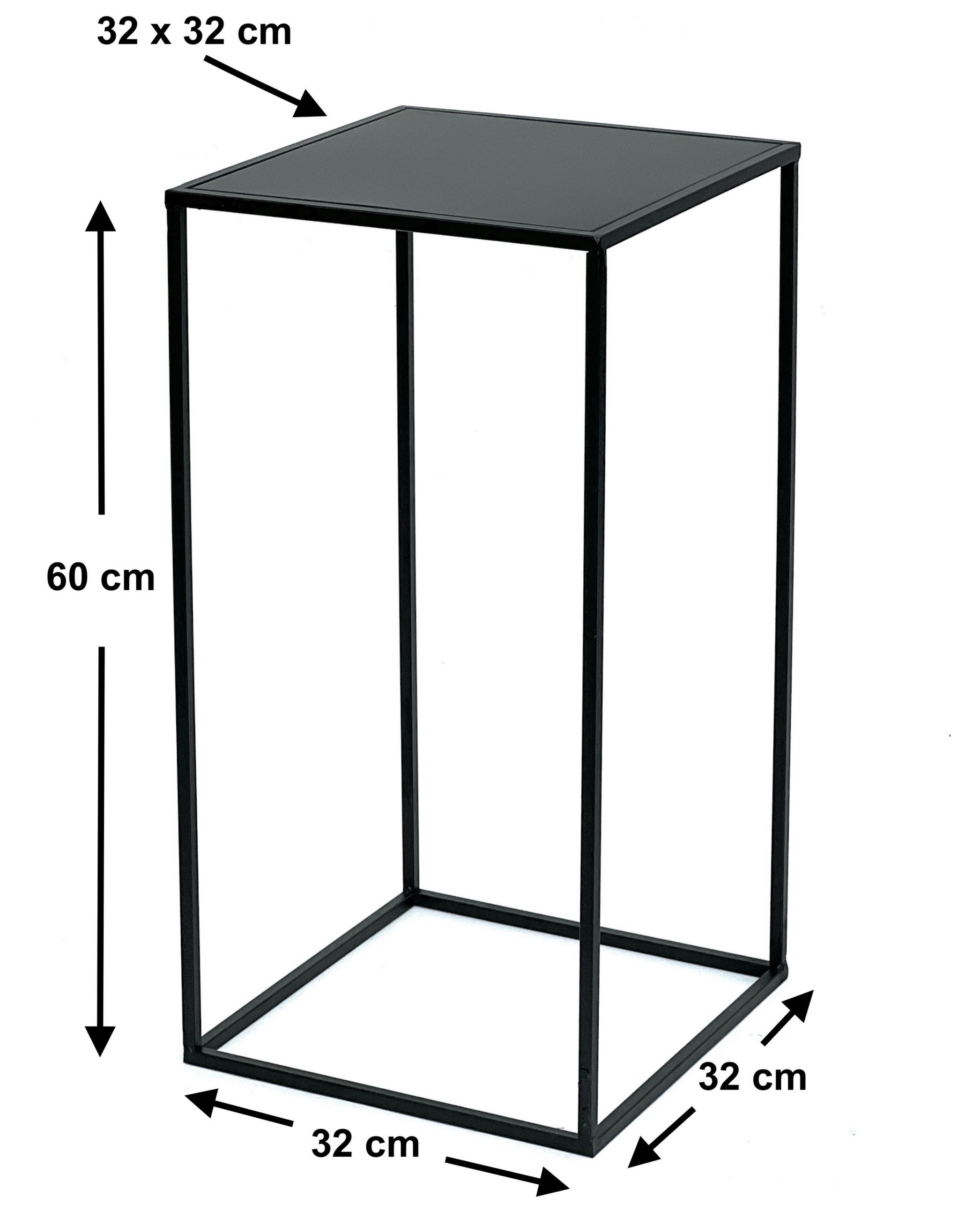 BLUMENHOCKER Eckig Metall Schwarz 60 cm 96312 L - Schwarz, Metall (32/60/32cm) - DanDiBo