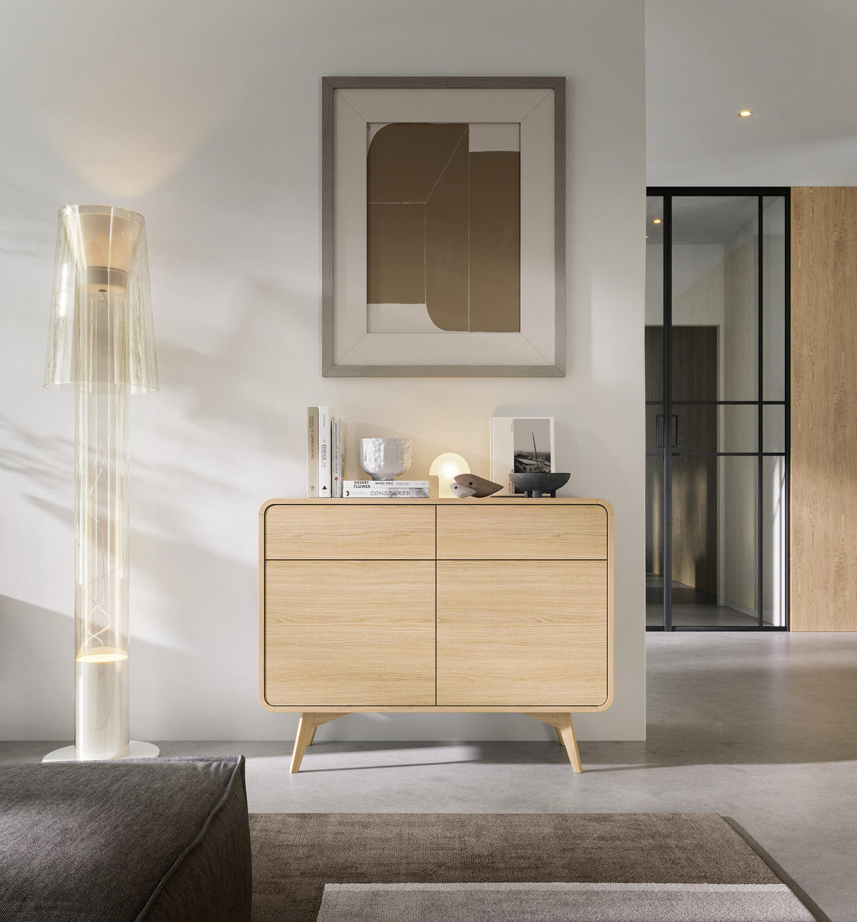 SIDEBOARD ATEA KSZ108 108 cm (Vicenza Eiche, Abgerundete Kanten, Holzfüße, Push to Open) - Eichefarben, Holz/Holzwerkstoff (108/84/39cm) - Ravio