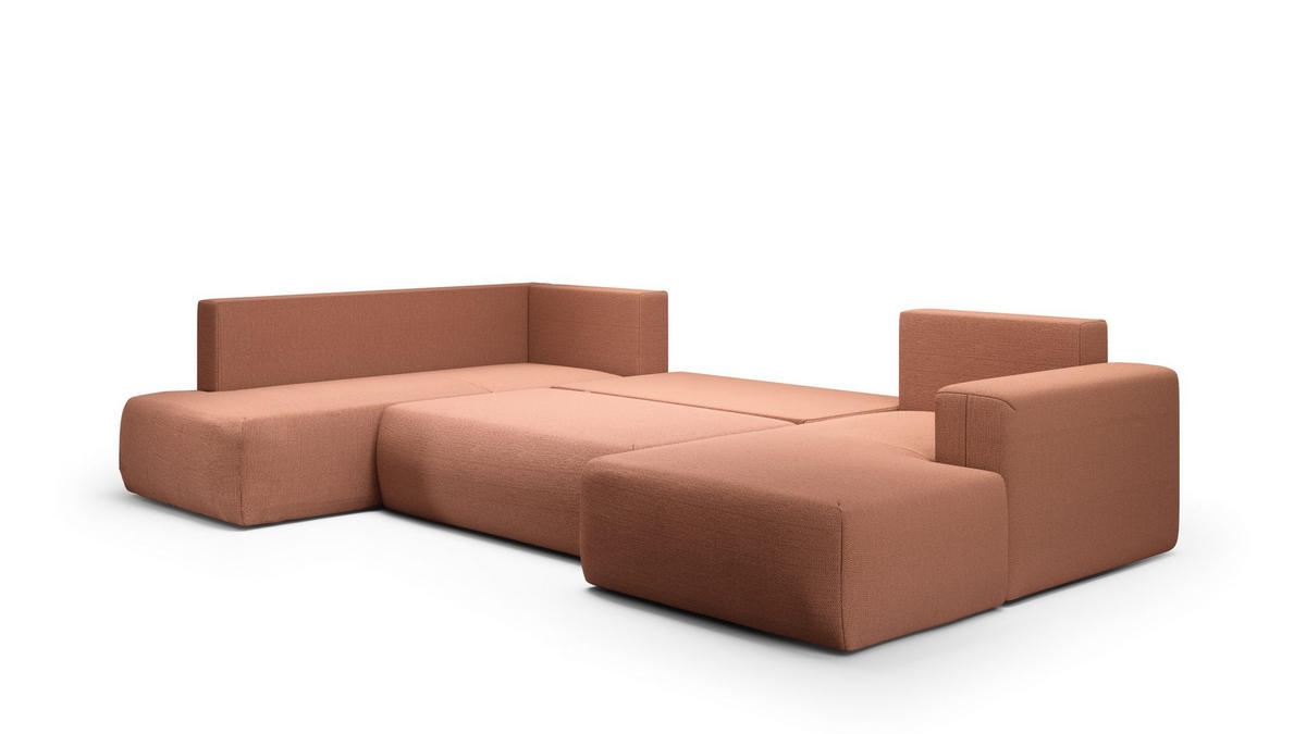 ECKSOFA aus Polyester Revolto U XL 8 Sitzer, Orange (Aragon 56) - Orange, Textil (335/200cm) - Meblito