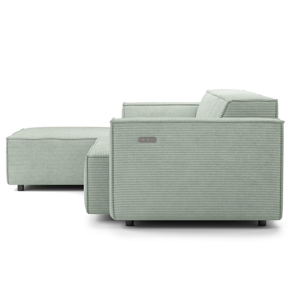 ECKSOFA mit Longchair - Schwarz/Mintgrün, Kunststoff/Textil (260/177cm) - home24