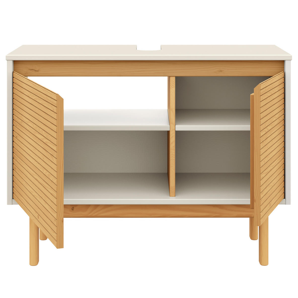 MASSIVER WASCHBECKENUNTERSCHRANK - Pinie massiv - Beige/Pinienfarben, Holz (83/62/35cm) - home24