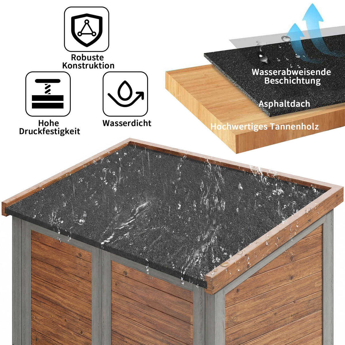 GARTENSCHRANK Tannenholz mit ausklappbarer Arbeitsplatte - Braun, Holz (46/160/86cm) - ComfortXL