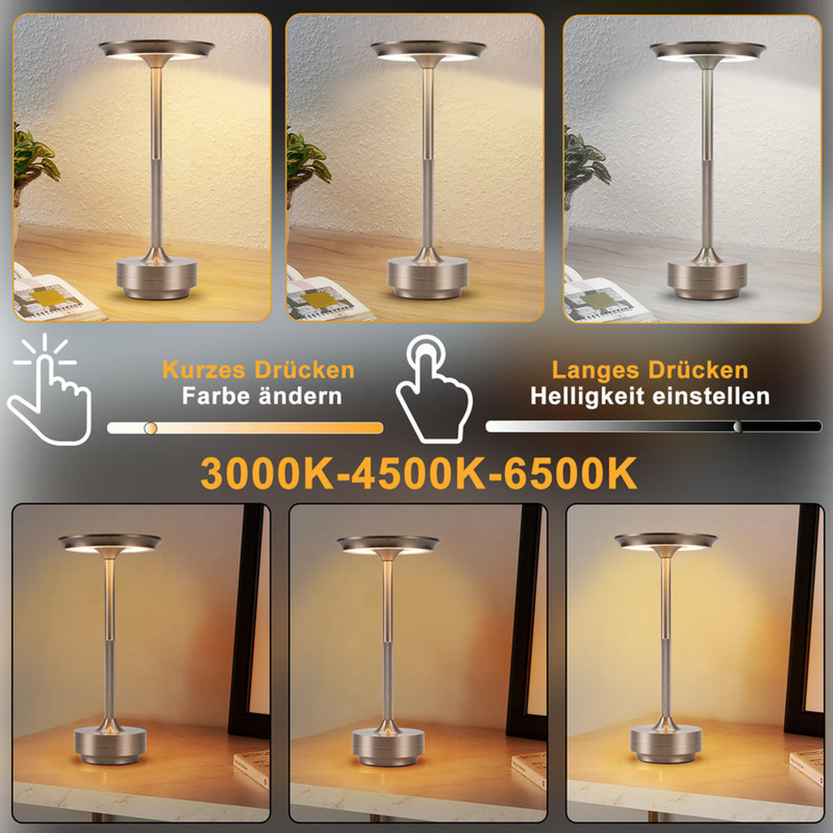 LED-TISCHLEUCHTE BRILON Ⅲ 27/13/13 cm(2er-set) - Silberfarben, Metall (27/13/13cm) - Nettlife