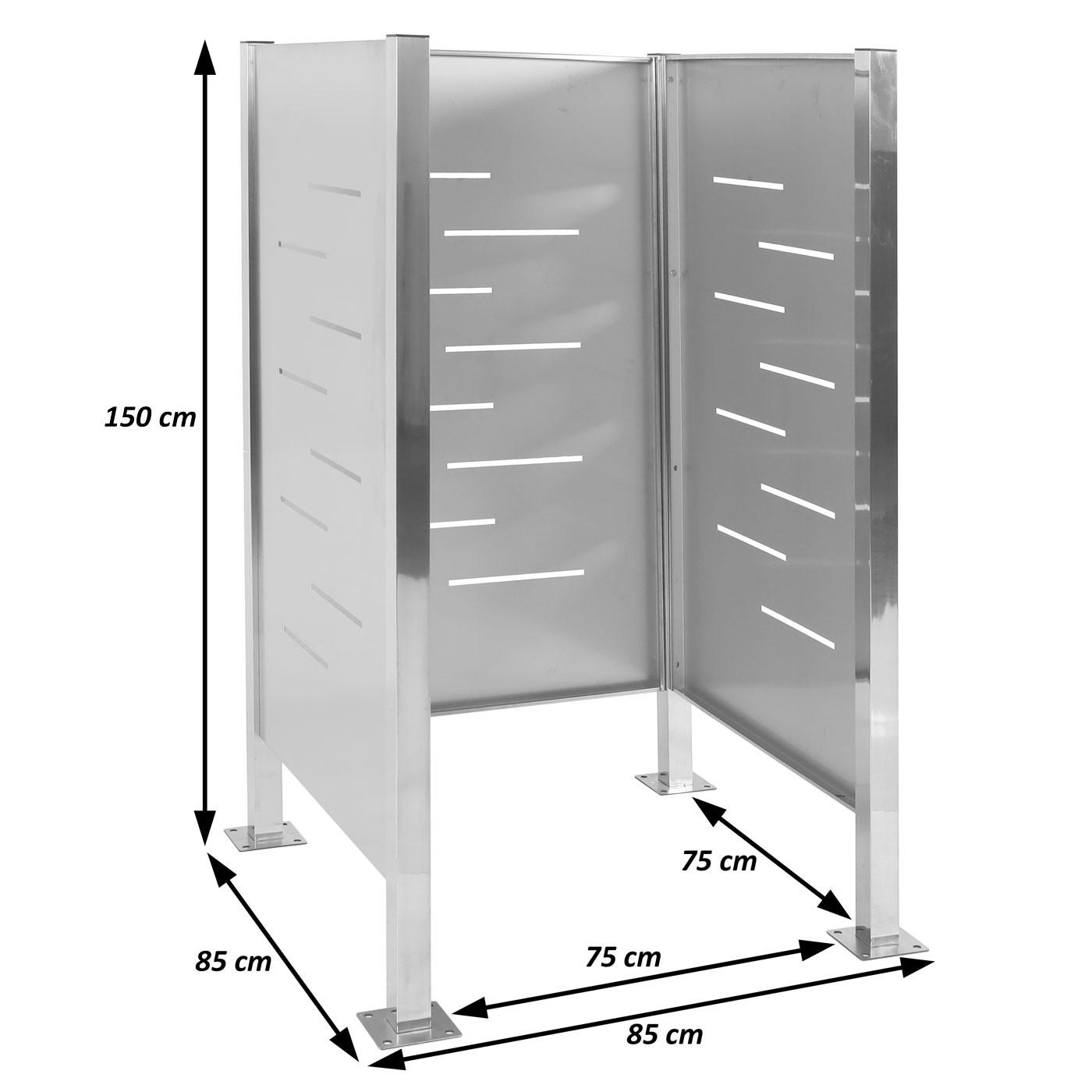 MÜLLTONNEN-ZAUN METALL Silber - Silberfarben, Metall (85/150/85cm) - MCW