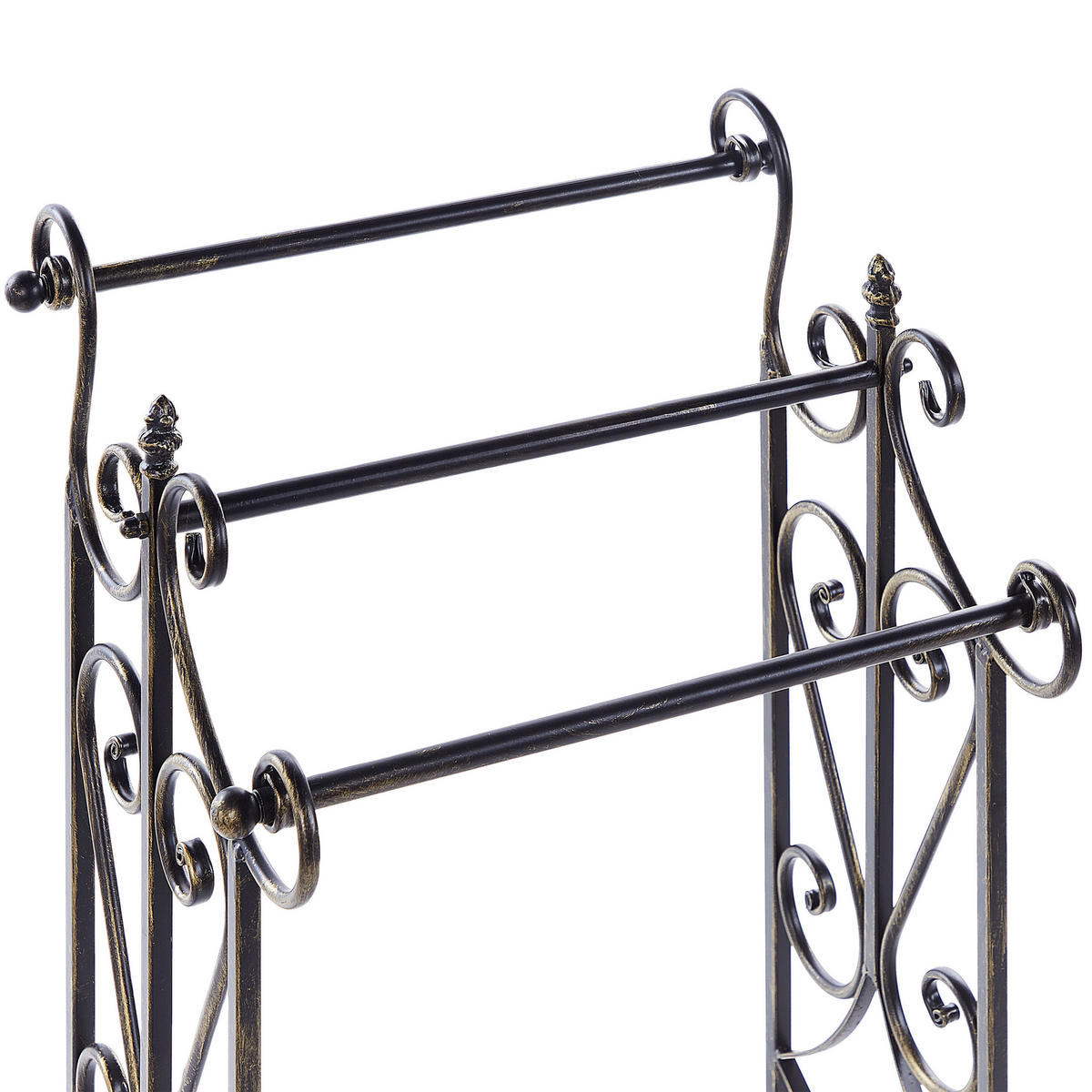HANDTUCHSTÄNDER Antik Optik schwarz 45 x 90 cm Chillan - Schwarz, Metall (27/90/34cm) - Beliani