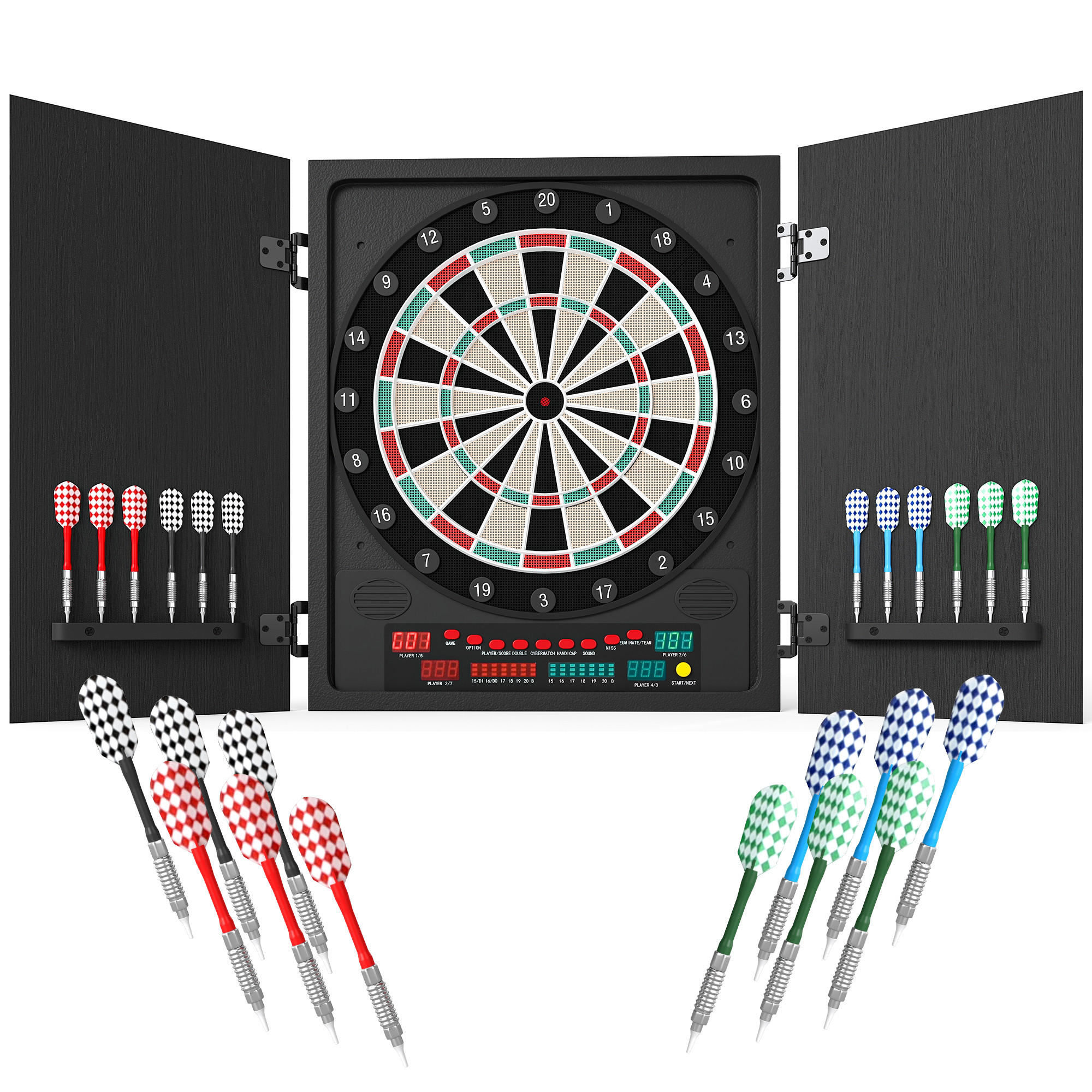 DARTSCHEIBE DE-18827 27 Spiele, 202 Variationen Schwarz - Schwarz, Kunststoff (6/57/51cm) - ComfortXL