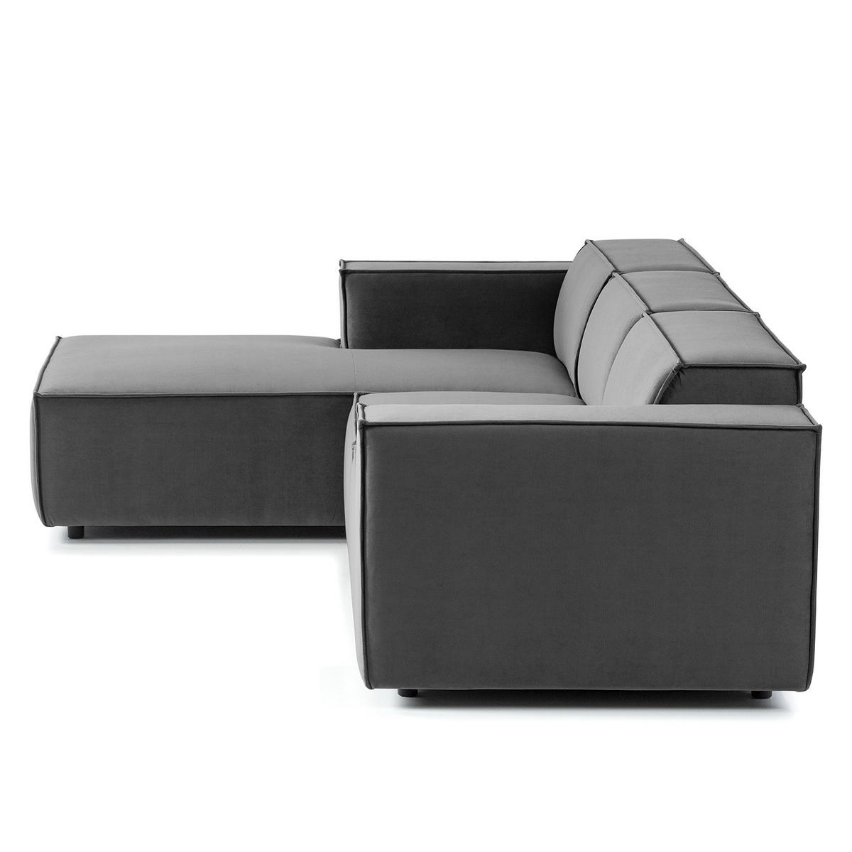 ECKSOFA mit Longchair - Schwarz/Grau, Kunststoff/Textil (260/177cm) - home24