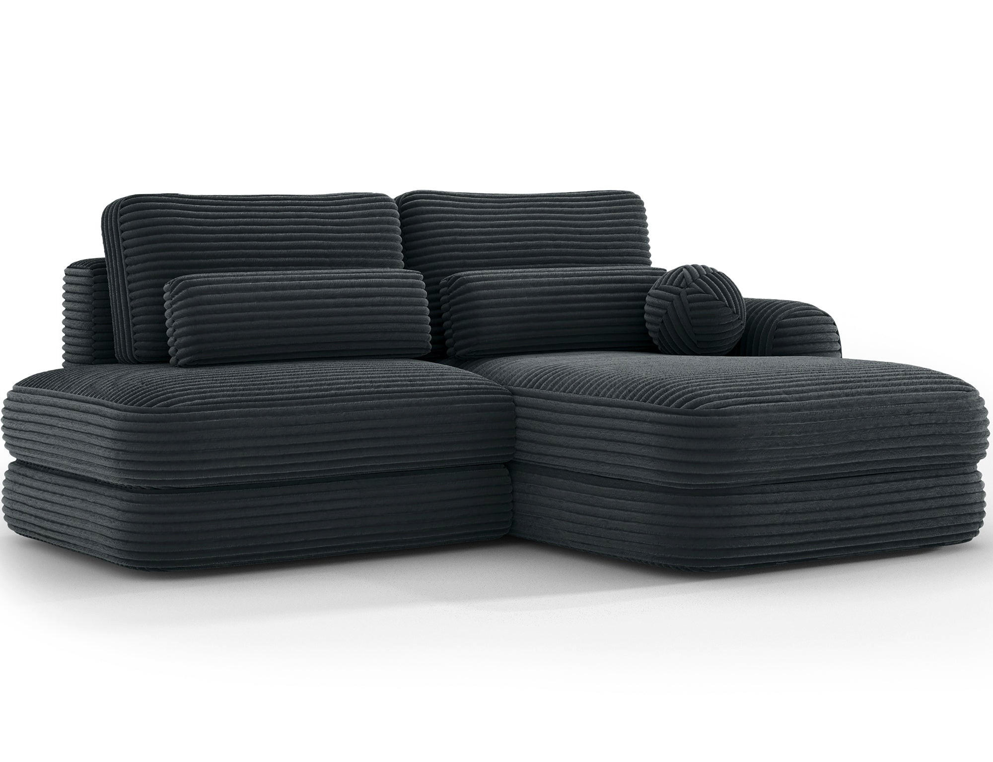 ECKSOFA RIPELI L-Form mit Schlaffunktion & Bettkasten – Modernes 3-Sitzer Sofa, Wellenfederung, 217 × 175 cm - Dunkelgrün/Schwarz, Kunststoff (175/217cm) - Wohnideebilder