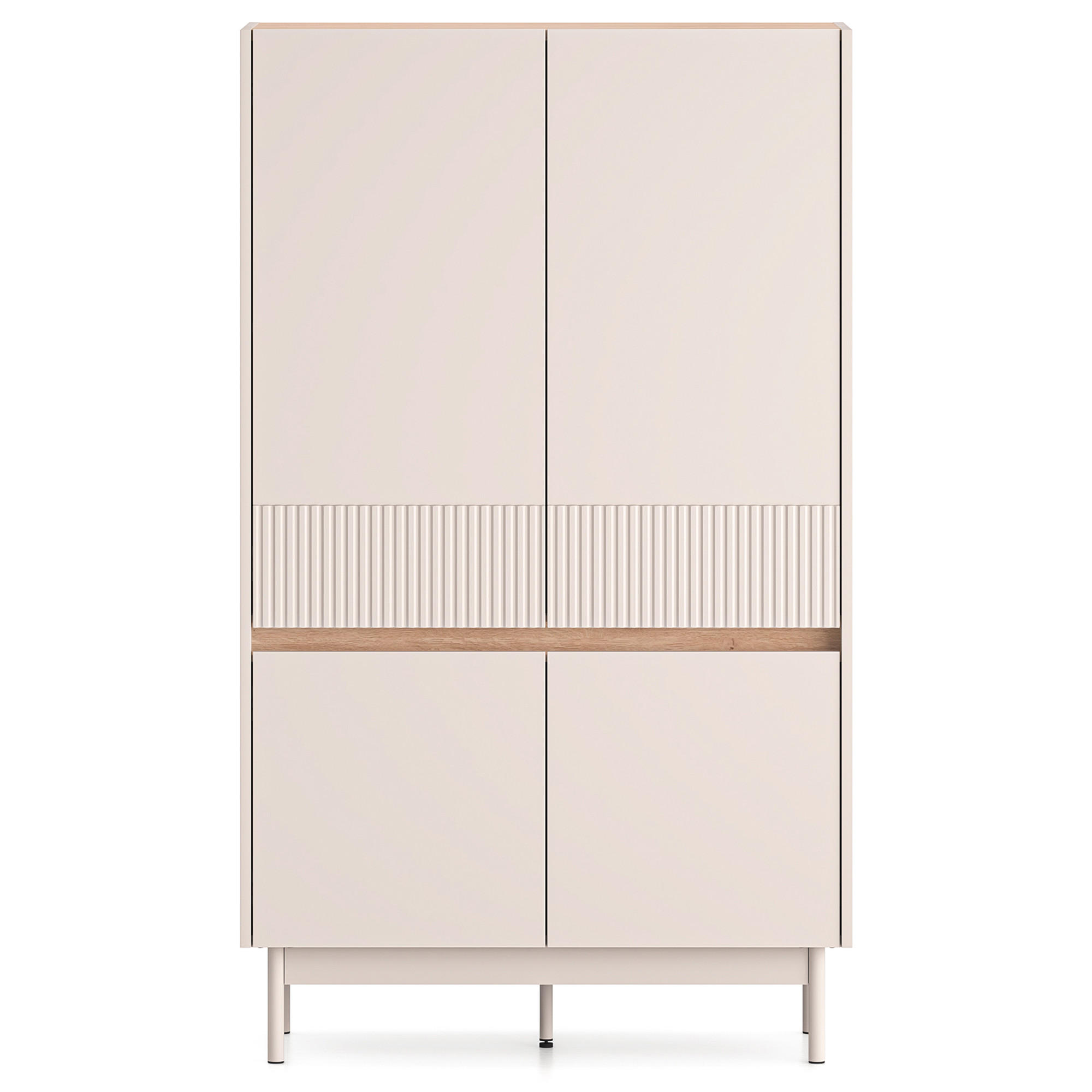 KOMMODE NALIA, Creme/Eiche - Eichefarben/Creme, Holzwerkstoff/Metall (92/156/40cm) - KONSIMO®