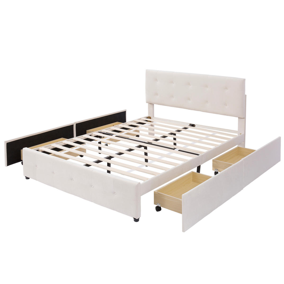 POLSTERBETT mit 4 Schubladen Beige - Beige, Holz (140/200cm) - Meubliv