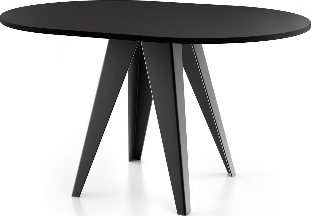 ESSTISCH Glory runder ausziehbarer, Schwarz 100-140/100/76 cm - Schwarz, Holzwerkstoff/Metall (100/140/76cm) - WFL GROUP