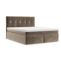 BOXBETT Arivo 180/200 cm Taupe im Paros Stoff - Taupe/Schwarz, Holz/Holzwerkstoff (180/200cm) - AltaBeds