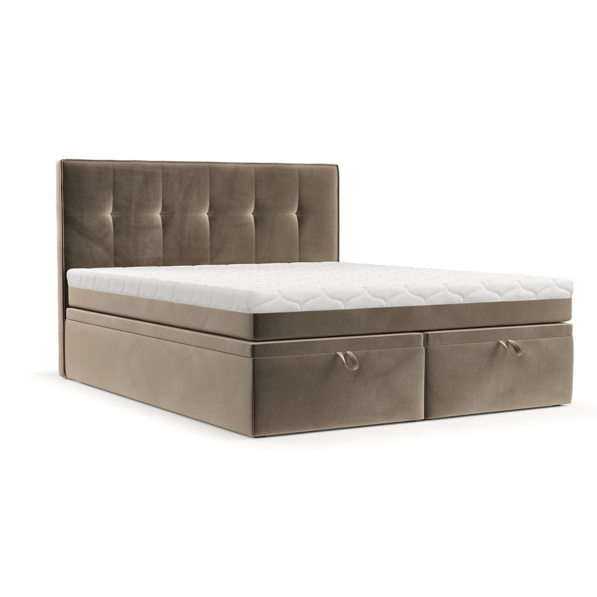 BOXBETT Arivo 180/200 cm Taupe im Paros Stoff - Taupe/Schwarz, Holz/Holzwerkstoff (180/200cm) - AltaBeds