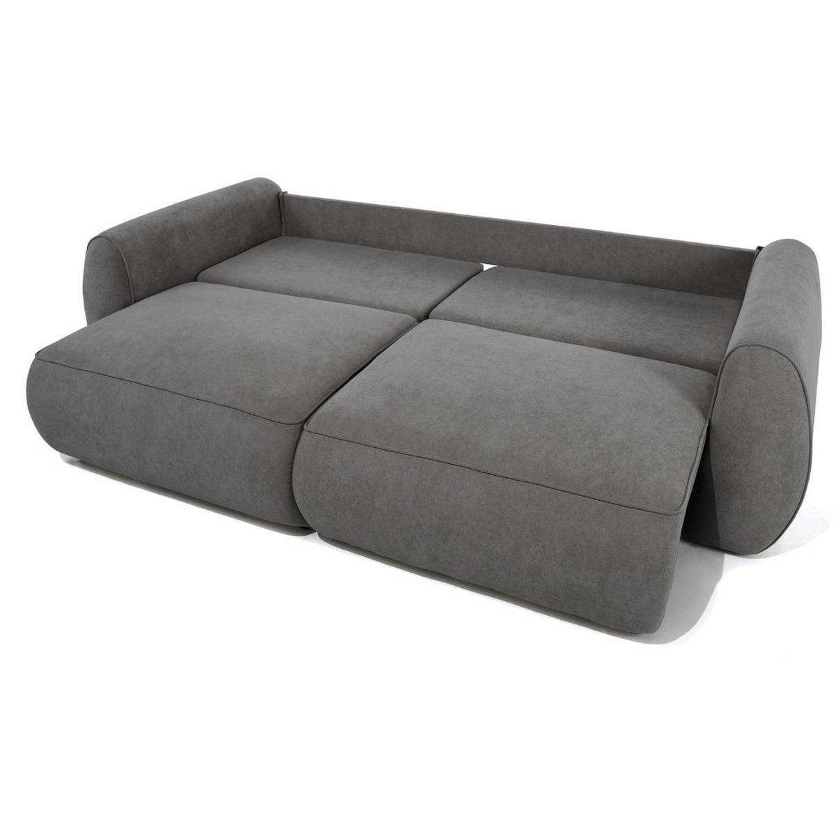 3-SITZER Schlafsofa Bravo mit Eckfunktion, mit zwei Bettkasten, Dunkelgrau - Dunkelgrau/Schwarz, Textil (257/96/110cm) - Beautysofa