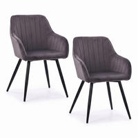 ESSZIMMERSTUHL Anthrazit 2er-Set Samt Metall - Anthrazit, Holz/Textil (56/81/61cm) - Relaxdays