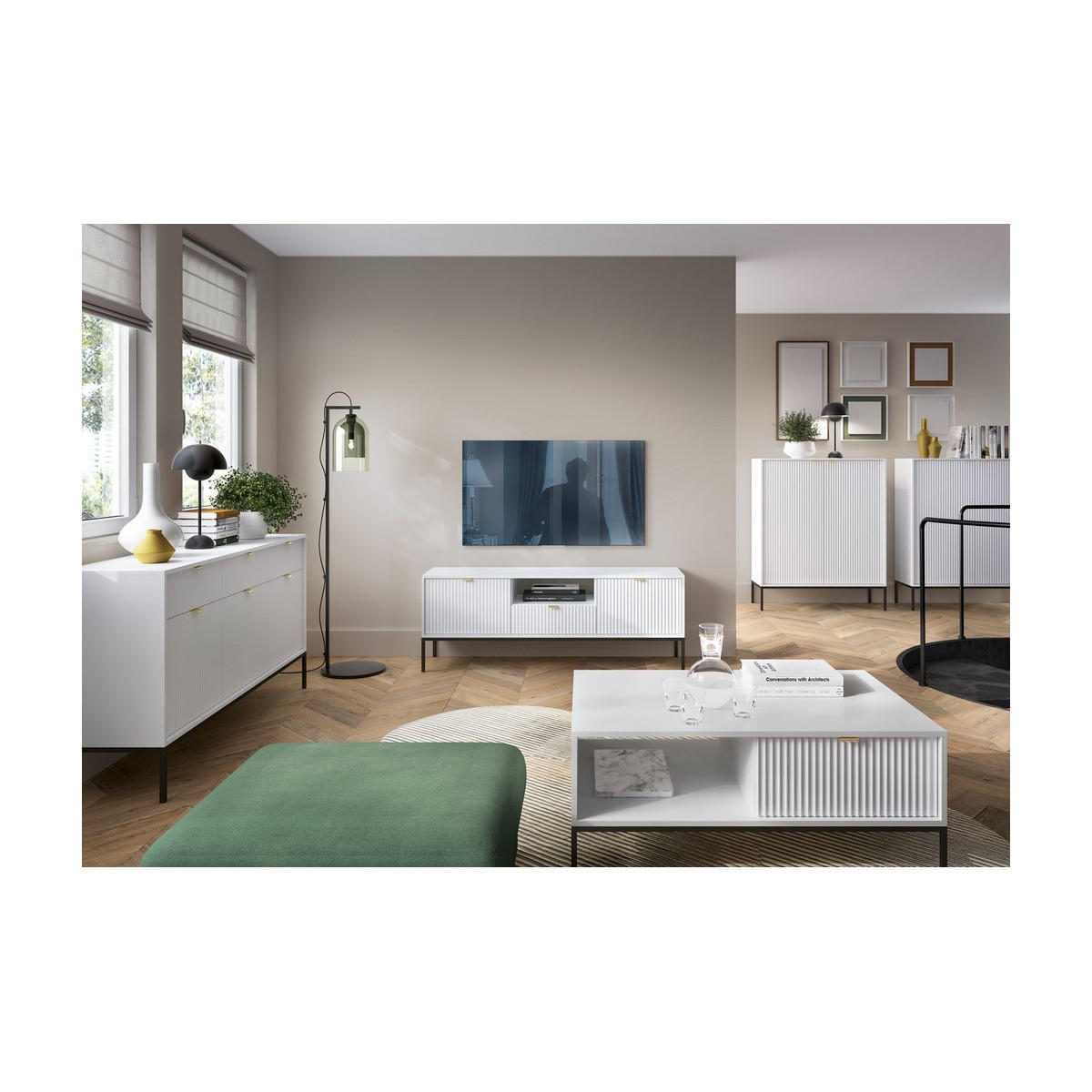 WOHNZIMMER Set 5-tlg. – NOVA – Weiß - Weiß, Holzwerkstoff (104/46/68cm) - hi-markt