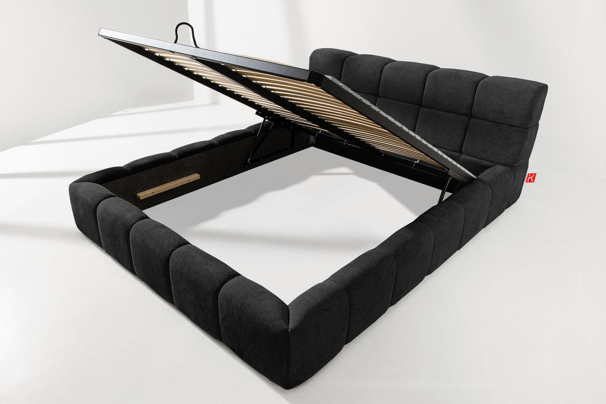 POLSTERBETT AERI 140/160/180/200 mit Rahmen und Bettkasten, anthrazit - Anthrazit, Holz/Holzwerkstoff (160/200cm) - KONSIMO®