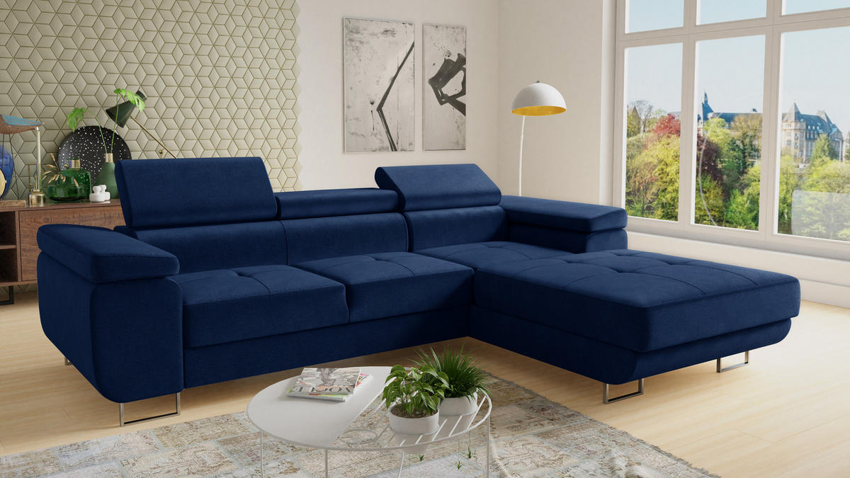 ECKSOFA Divo, Seite: Rechts - Blau, Holz/Textil (282/204cm) - Sofnet