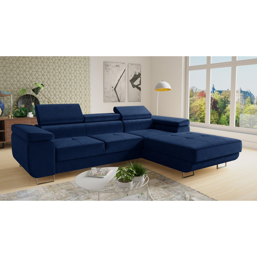 Thumbnail - Sofnet Ecksofa, Blau, Textil, 5-Sitzer, Ottomane rechts, L-Form,Rechteckig, 282x204 cm, Wohnzimmer, Sofas & Couches, Woh...