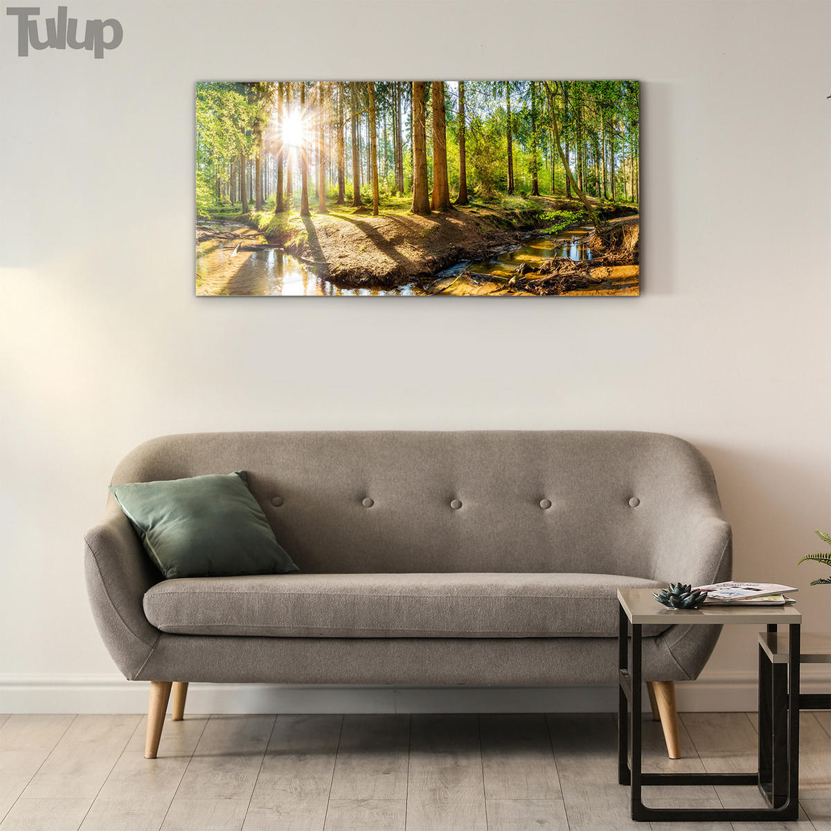 GLASBILD 120x60 cm Landschaftspanorama - Waldgrün, Glas (120/60cm) - TULUP