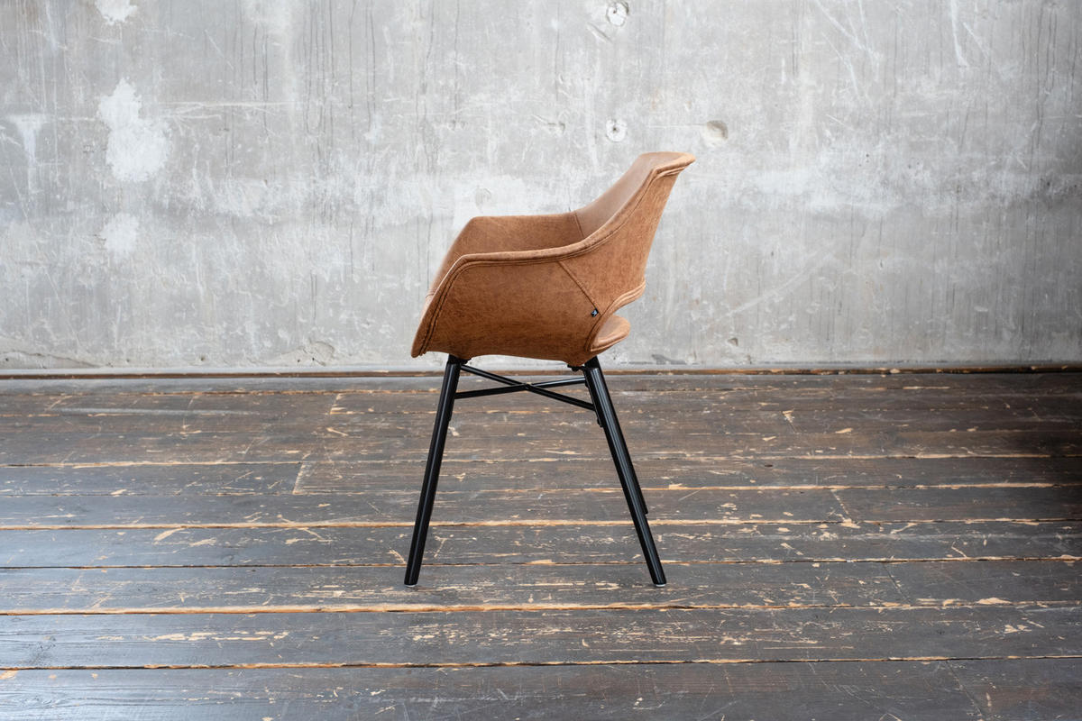 STUHL ZAJA Braun Microfaser - Dunkelbraun/Braun, Textil (57/82/59cm) - KAWOLA