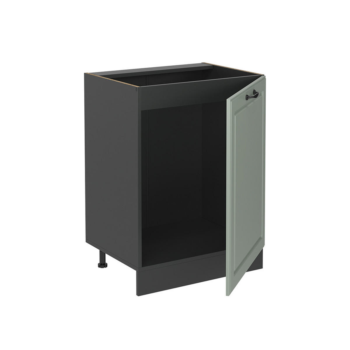SPODNÍ SKŘÍŇKA KUCHYŇSKÉ LINKY R-Line, Mint venkovský dům/Antracit, 60 cm s 1 dveřmi bez pracovní desky - antracitová/zelená barva, kompozitní dřevo (60/81.6/46cm) - Vicco
