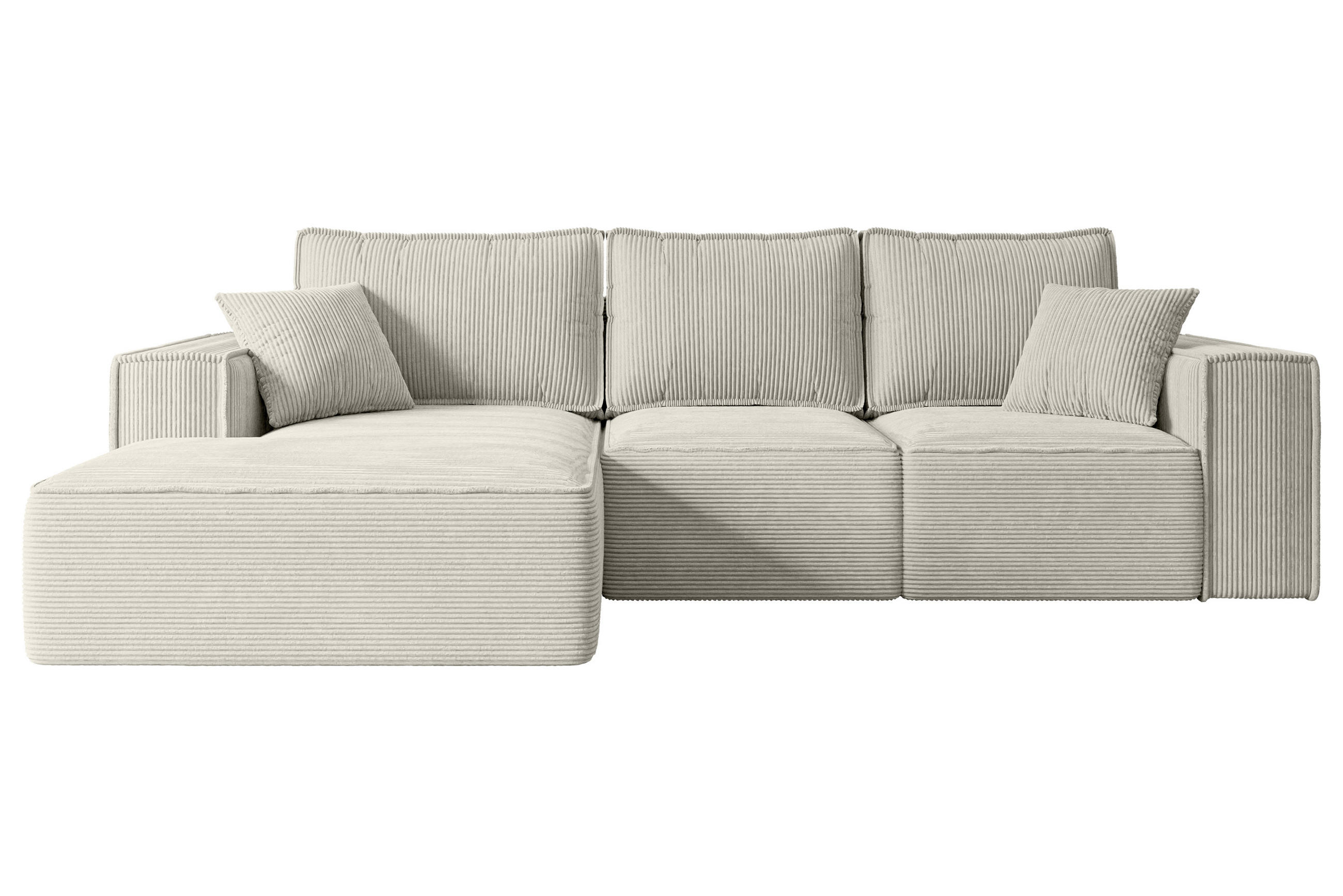 ALTDECOR ROHOVÁ SEDACÍ SOUPRAVA s funkcí lůžka a úložným prostorem SERRA-L-S – 266 x 161 x 87 cm, krémový manšestr