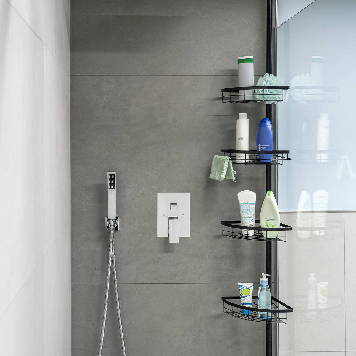 TELESKOP-ECKREGAL, schwarz, Metall - Schwarz, Metall (22.5/290/22.5cm) - bremermann