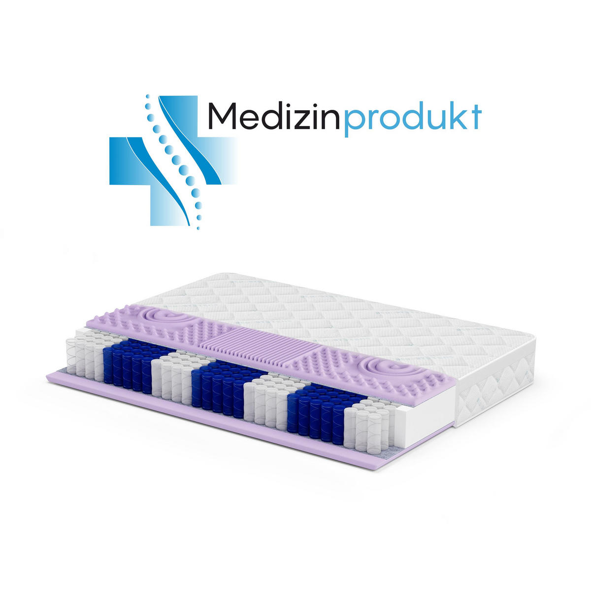 WENDEMATRATZE Mediro Vita 27 cm,7-Zone, mit hochflexiblem Profilschaumstoff, H3, 90x200 - Weiß, Textil (90/200cm) - Beautysofa