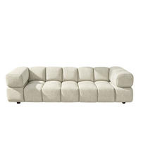 SOFA 4-Sitzer, Couch, Chenille Stoff Puente, Ecru, Averro - Ecru, Holz (280/70/96cm) - Kaiser Möbel