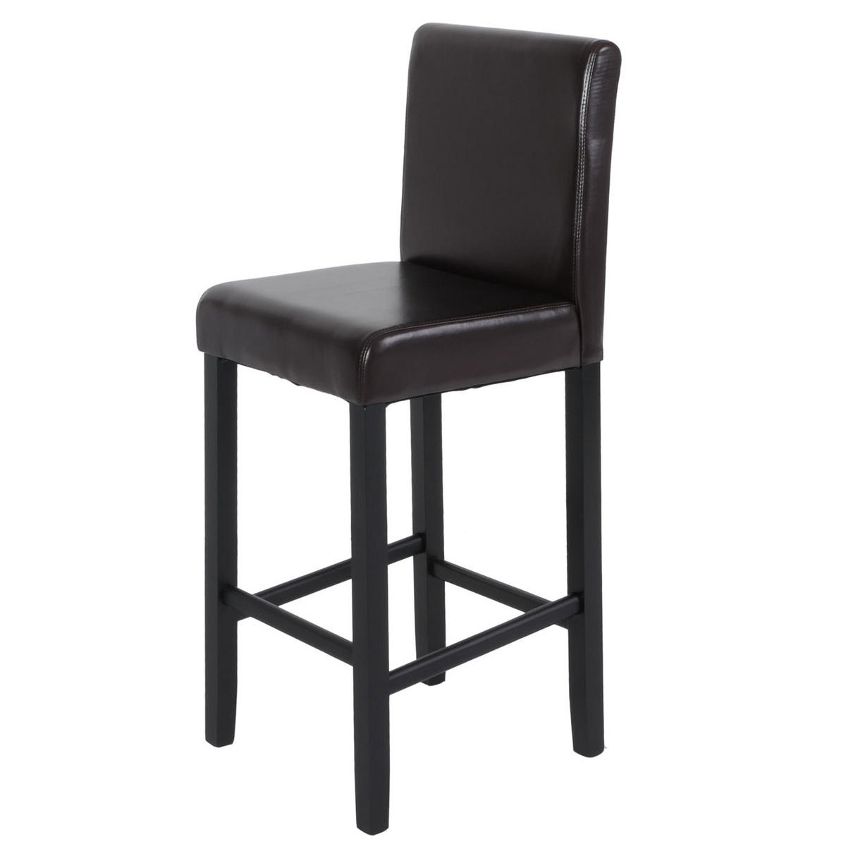 BARHOCKER 2er-Set Winnie gepolstert mit Lehne Sitzhöhe 75cm Holz + Leder Braun dunkle Beine - Braun, Leder (41/112/37cm) - PROREGAL