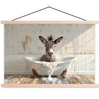 POSTER Esel - Tiere - Badewanne - Schaumstoff 60x40 cm - Weiß, Textil (60/40/0.15cm) - MuchoWow