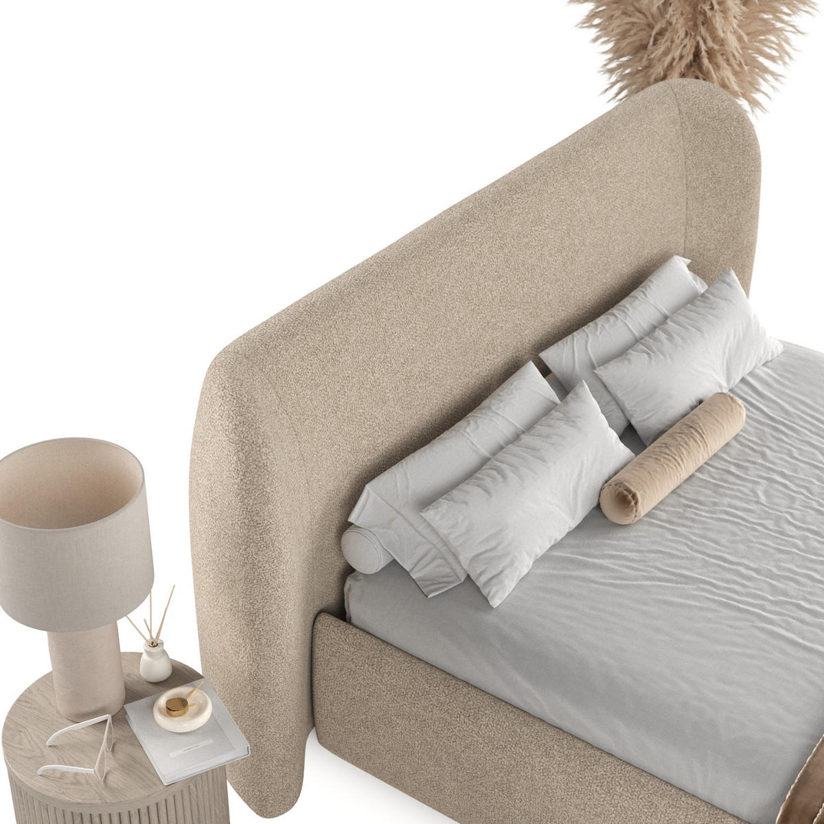 POLSTERBETT Bellano mit Stauraum 140/200 cm Hellbeige im Bubble Stoff - Sandfarben/Schwarz, Holz/Holzwerkstoff (140/200cm) - AltaBeds