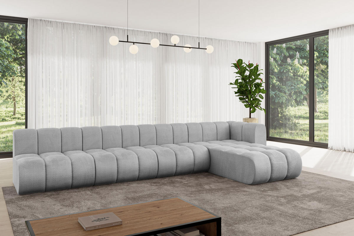 ECKSOFA modulares Sofa Darnel-L3 - 387x177x70 cm Grau - Hellgrau, Holzwerkstoff/Textil (387/177cm) - ALTDECOR