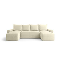 WOHNLANDSCHAFT mit Schlaffunktion SAVIO U Quelle 02 - Ecru, Textil (300/75/140cm) - Bedante