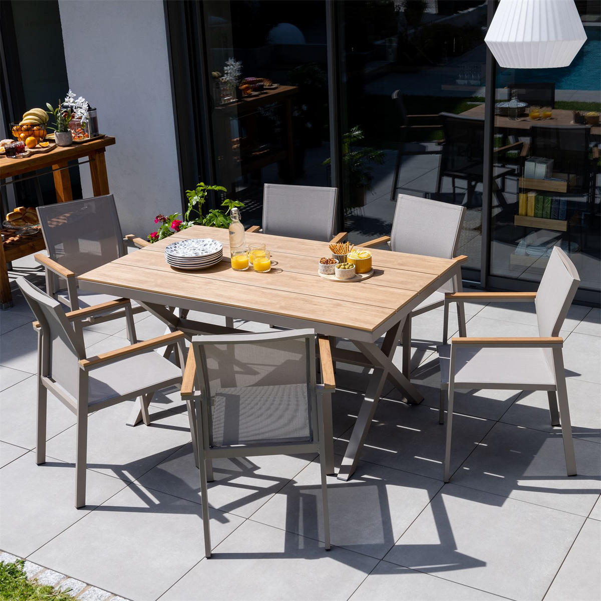 GARTENMÖBELSET WINDY - Beige, Metall - IDIMEX