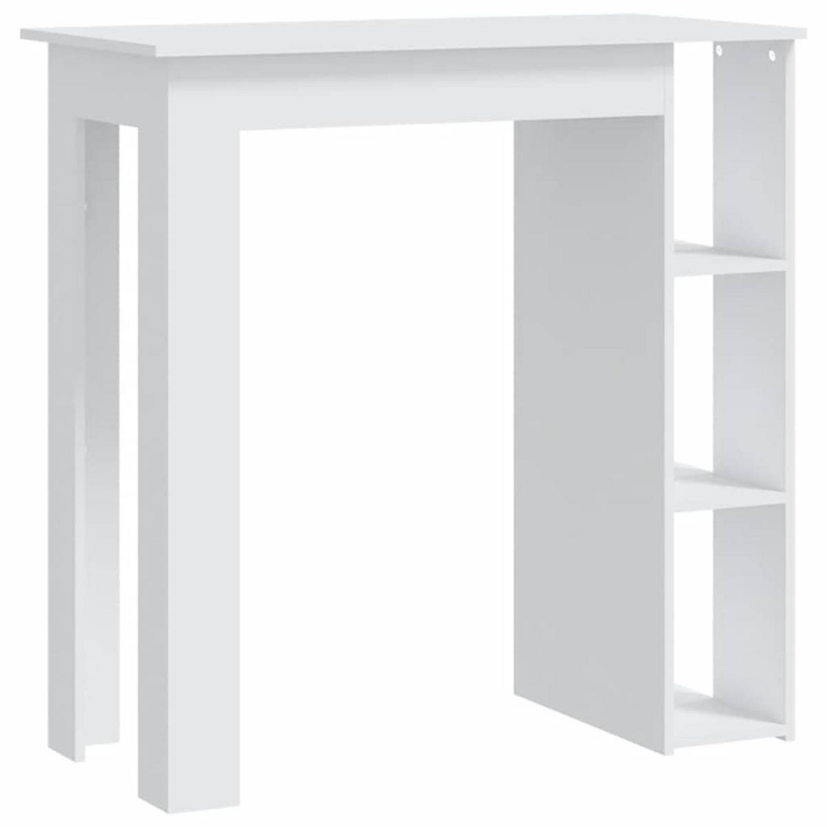BARTISCH MIT REGAL WEISS 102X50X103,5 CM HOLZWERKSTOFF - Weiß, Holz (102/50/103.5cm) - vidaXL